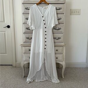 Altar’d State White Polka Dot Midi Dress